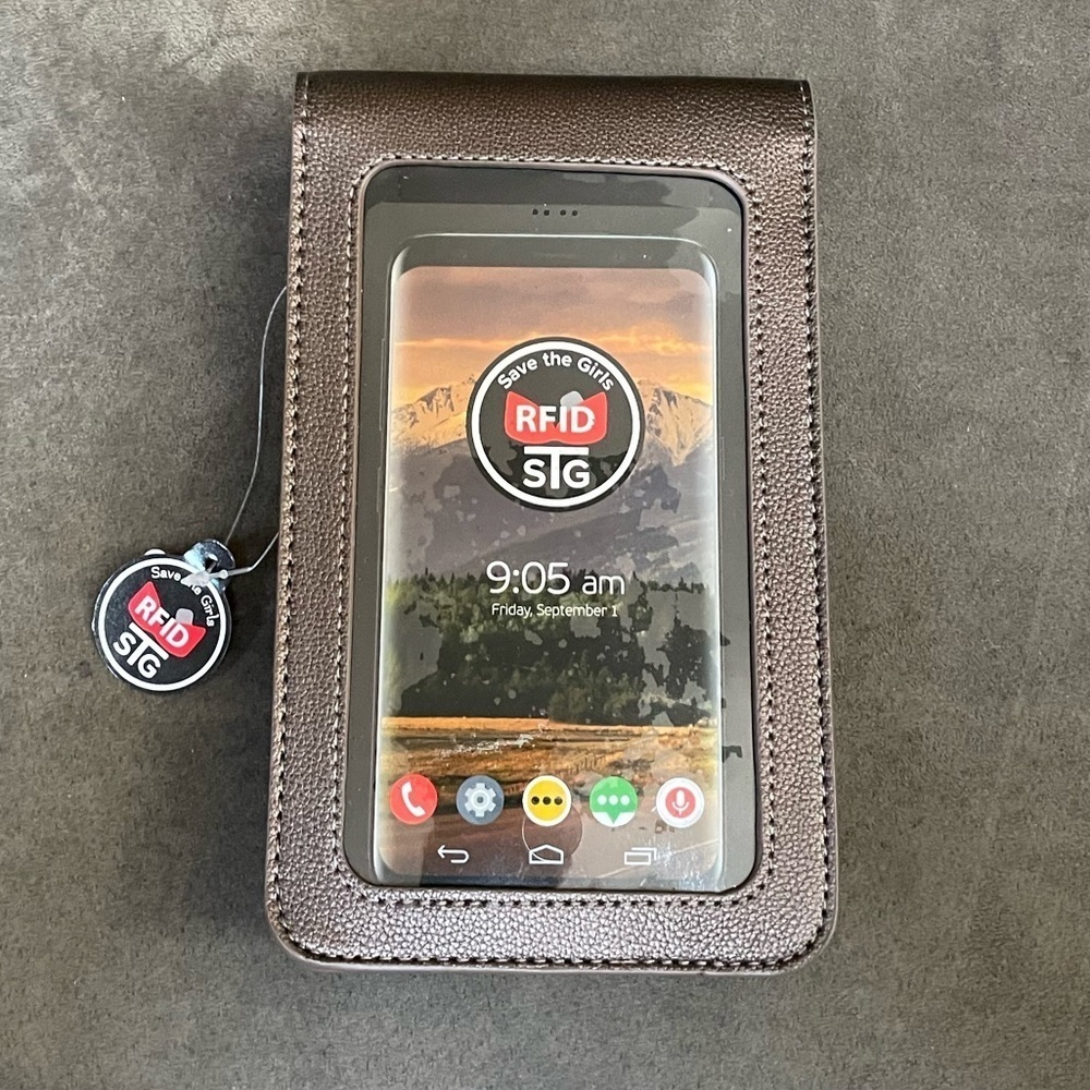 Brand new bronze colored leather crossbody bag. Magnetic snap shut & card holder